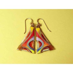 cloisonne triangle earrings