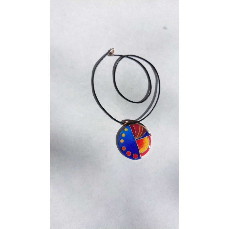 Blue-dial enamel pendant