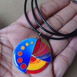 Blue-dial enamel pendant