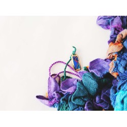 Blue - Green Vitreous Enamel Pendant -Abstract Art Cloisonne