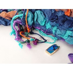 Blue - Green Vitreous Enamel Pendant -Abstract Art Cloisonne