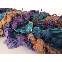 Blue - Green Vitreous Enamel Pendant -Abstract Art Cloisonne