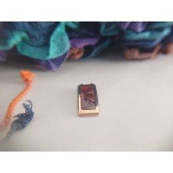 Red hearts enameled brass necklace pendant