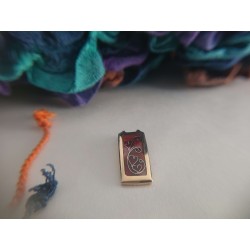 Red hearts enameled brass necklace pendant