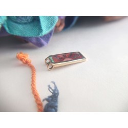 Red hearts enameled brass necklace pendant