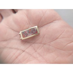 Red hearts enameled brass necklace pendant