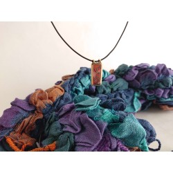 Red hearts enameled brass necklace pendant