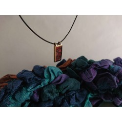 Red hearts enameled brass necklace pendant