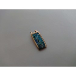 Blue-Green vitreous enamel pendant-handmade floral style