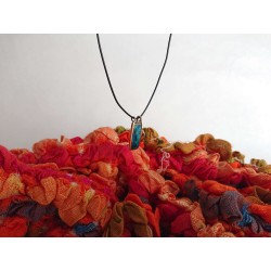 Blue-Green vitreous enamel pendant-handmade floral style