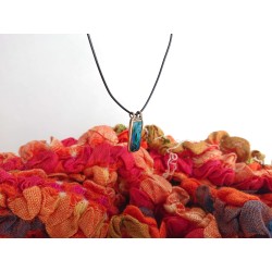 Blue-Green vitreous enamel pendant-handmade floral style