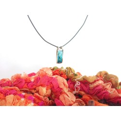 Blue-Green vitreous enamel pendant-handmade floral style