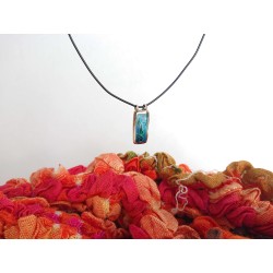 Blue-Green vitreous enamel pendant-handmade floral style
