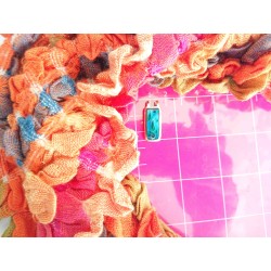 Blue-Green vitreous enamel pendant-handmade floral style