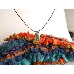 Green cloisonne enamel pendant - Filigree floral art jewelry -