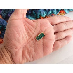 Green cloisonne enamel pendant - Filigree floral art jewelry -