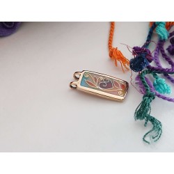 Floral red heart Brass Cloisonne enamel pendant - Handmade Artsy Craft women jewelry -