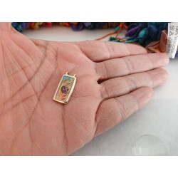 Floral red heart Brass Cloisonne enamel pendant - Handmade Artsy Craft women jewelry -