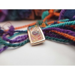 Floral red heart Brass Cloisonne enamel pendant - Handmade Artsy Craft women jewelry -