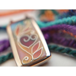 Floral red heart Brass Cloisonne enamel pendant - Handmade Artsy Craft women jewelry -