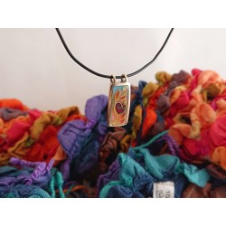 Floral red heart Brass Cloisonne enamel pendant - Handmade Artsy Craft women jewelry -