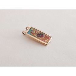 Floral red heart Brass Cloisonne enamel pendant - Handmade Artsy Craft women jewelry -