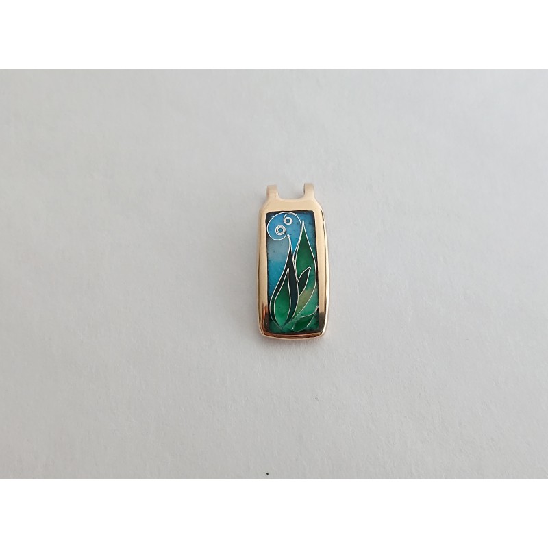 Green leaves and blue-sky cloisonne enamel pendant by BeyondKente (GesfOfCreation.etsy.com)