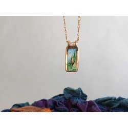 Green leaves and blue-sky cloisonne enamel pendant by BeyondKente (GesfOfCreation.etsy.com)