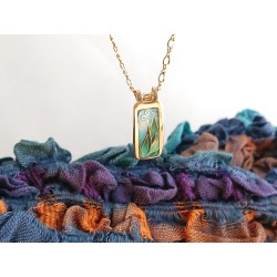 Green leaves and blue-sky cloisonne enamel pendant by BeyondKente (GesfOfCreation.etsy.com)