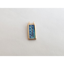 Blue waves enamel cloisonné pendant -brass handmade jewelry (GesfOfCreation.etsy.com)