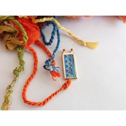 Blue waves enamel cloisonné pendant -brass handmade jewelry (GesfOfCreation.etsy.com)