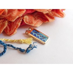 Blue waves enamel cloisonné pendant -brass handmade jewelry (GesfOfCreation.etsy.com)