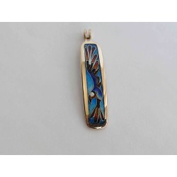 Flying Bird Enamel cloisonné pendant -brass- handmade jewelry (GesfOfCreation.etsy.com)