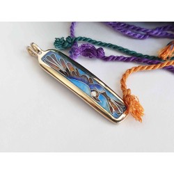 Flying Bird Enamel cloisonné pendant -brass- handmade jewelry (GesfOfCreation.etsy.com)