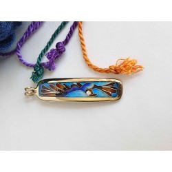Flying Bird Enamel cloisonné pendant -brass- handmade jewelry (GesfOfCreation.etsy.com)