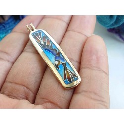 Flying Bird Enamel cloisonné pendant -brass- handmade jewelry (GesfOfCreation.etsy.com)