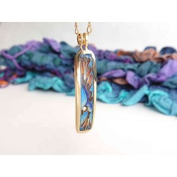 Flying Bird Enamel cloisonné pendant -brass- handmade jewelry (GesfOfCreation.etsy.com)