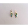 Blue green leaf enamel earrings -brass- handmade jewelry (GesfOfCreation.etsy.com)