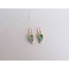 Blue green leaf enamel earrings -brass- handmade jewelry (GesfOfCreation.etsy.com)