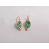 Blue green leaf enamel earrings -brass- handmade jewelry (GesfOfCreation.etsy.com)