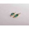 Blue green leaf enamel earrings -brass- handmade jewelry (GesfOfCreation.etsy.com)