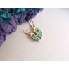 Blue green leaf enamel earrings -brass- handmade jewelry (GesfOfCreation.etsy.com)