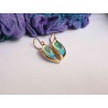 Blue green leaf enamel earrings -brass- handmade jewelry (GesfOfCreation.etsy.com)