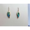 Blue green leaf enamel earrings -brass- handmade jewelry (GesfOfCreation.etsy.com)