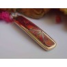 Red enamel cloisonne pendant. Brass enamel jewelry.