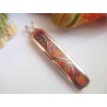 Red enamel cloisonne pendant. Brass enamel jewelry.