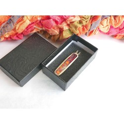 Red enamel cloisonne pendant. Brass enamel jewelry.