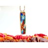 Blue and red Flowers brass enamel cloisonne pendant