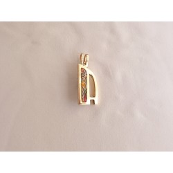 Initial enamel cloisonne brass pendant