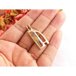 Initial enamel cloisonne brass pendant